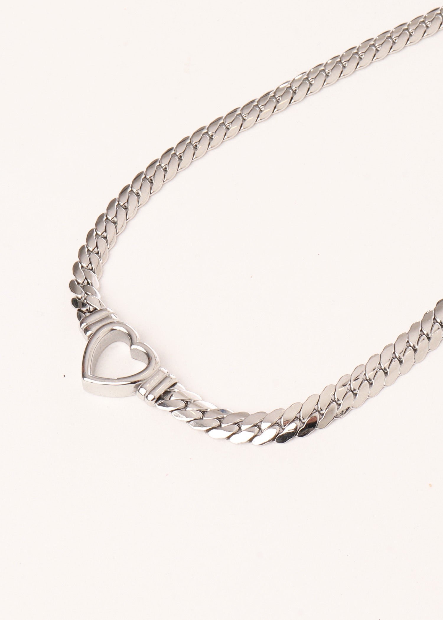 Heart Chain Necklace Silver